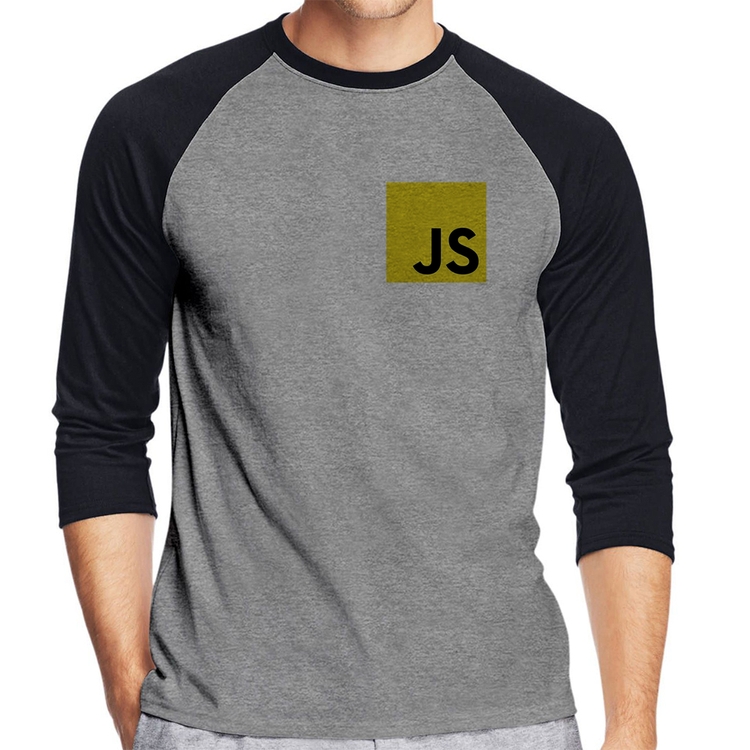 Camiseta Raglan JavaScript Manga 3/4 - Cinza/Preto