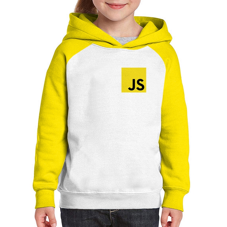 Moletom Infantil JavaScript - Branco/Amarelo
