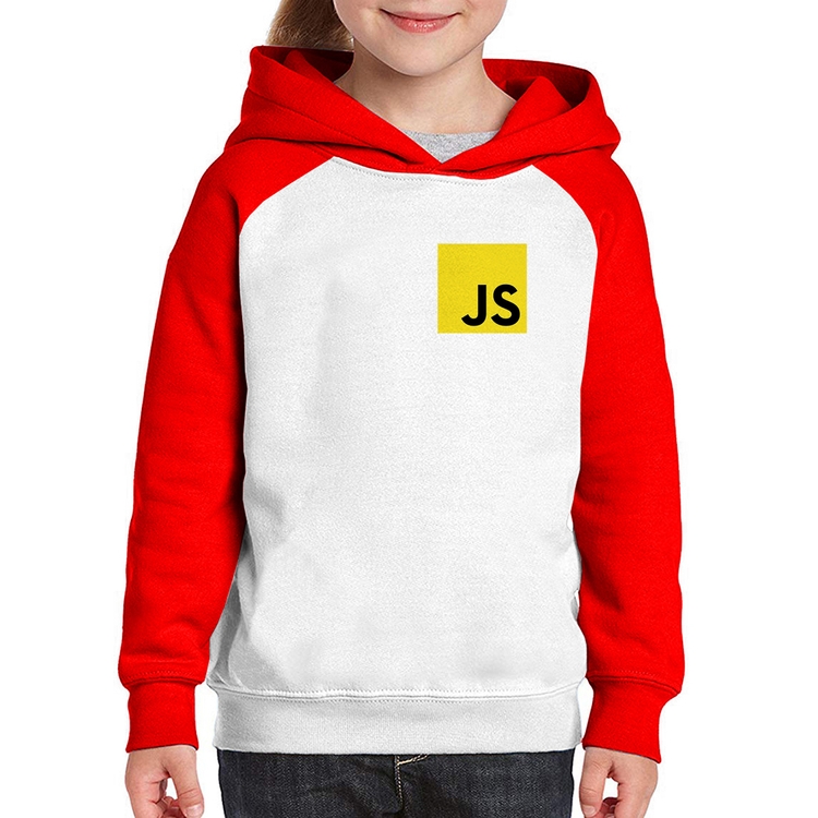Moletom Infantil JavaScript - Branco/Vermelho