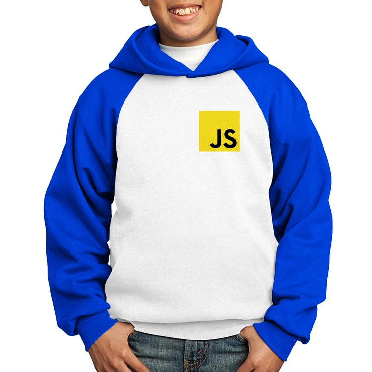 Moletom Infantil JavaScript - Branco/Azul