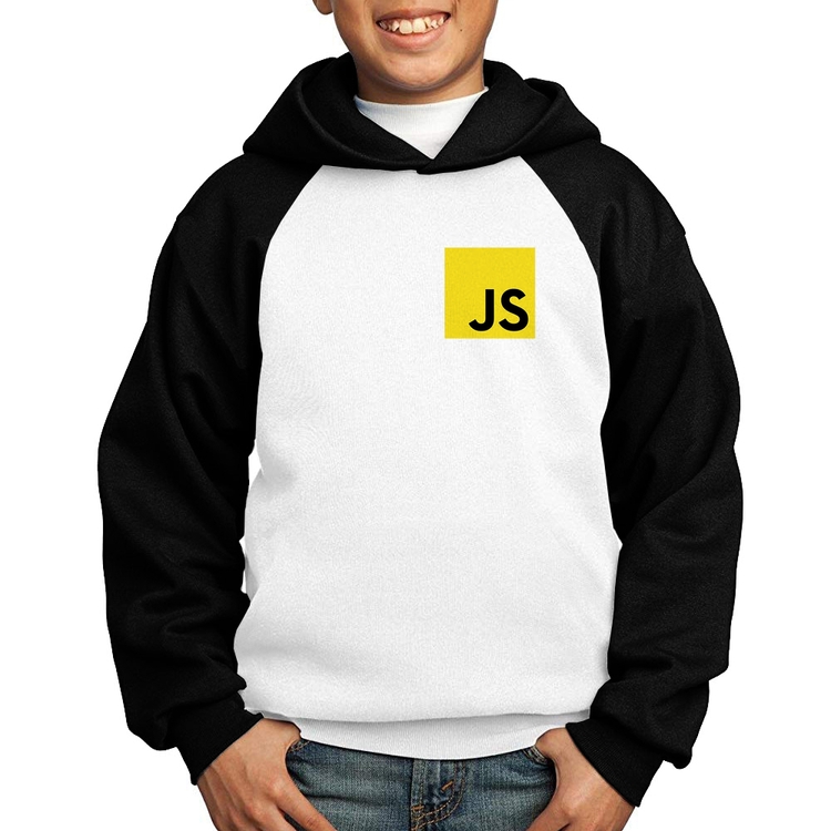 Moletom Infantil JavaScript - Branco/Preto