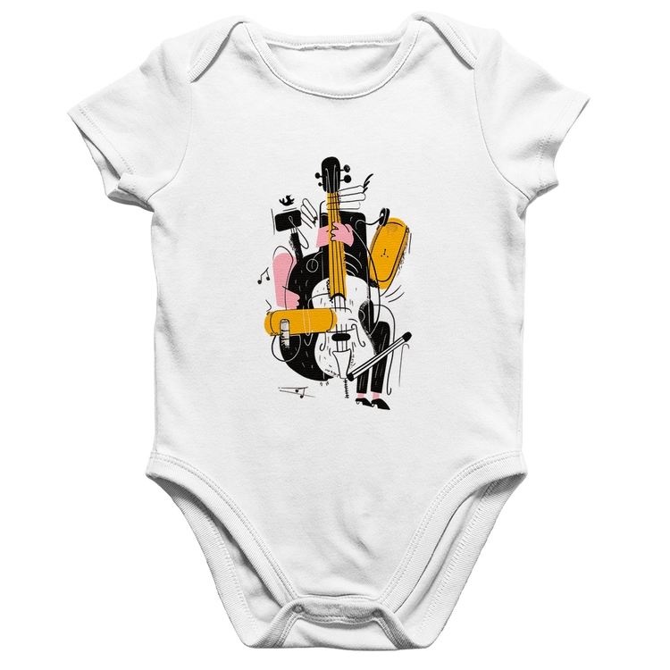 Body Bebê Algodão Jazzy Bass - Branco