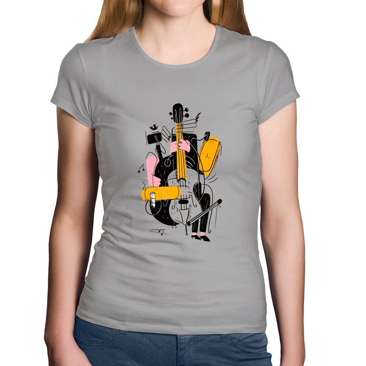 Baby Look Algodão Jazzy Bass - Cinza