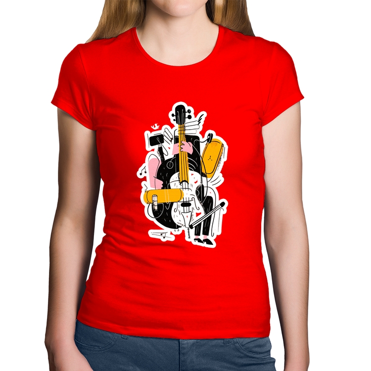 Baby Look Algodão Jazzy Bass - Vermelha