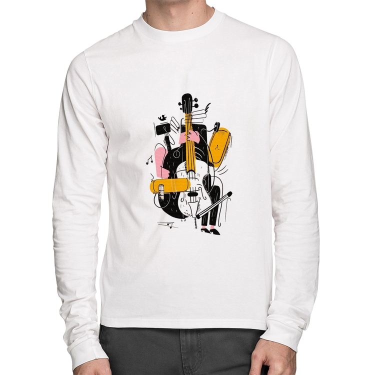 Camiseta Algodão Jazzy Bass Manga Longa - Branca