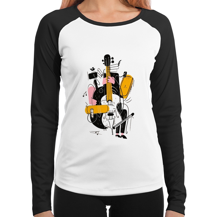 Baby Look Raglan Jazzy Bass Manga Longa