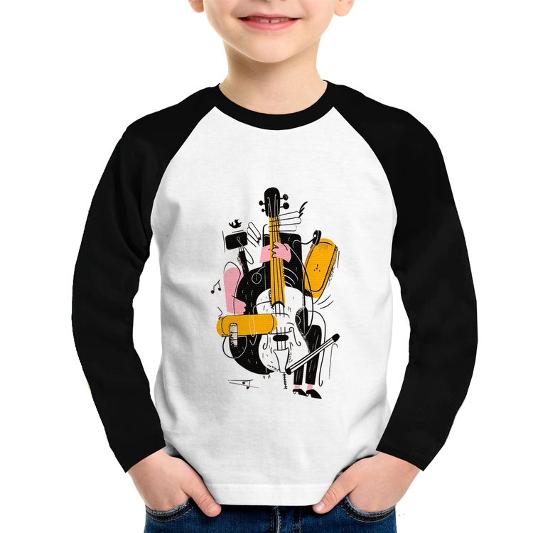 Camiseta Raglan Infantil Jazzy Bass Manga Longa