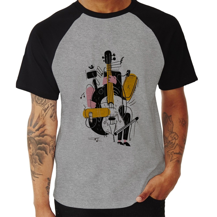 Camiseta Raglan Jazzy Bass - Cinza/Preto