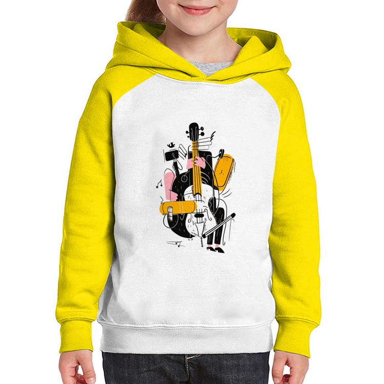 Moletom Infantil Jazzy Bass - Branco/Amarelo