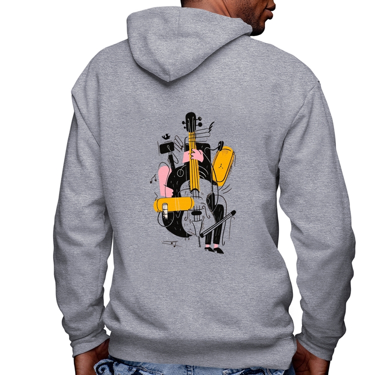 Blusa Moletom Jazzy Bass Masculina com Capuz e Zíper - Mescla