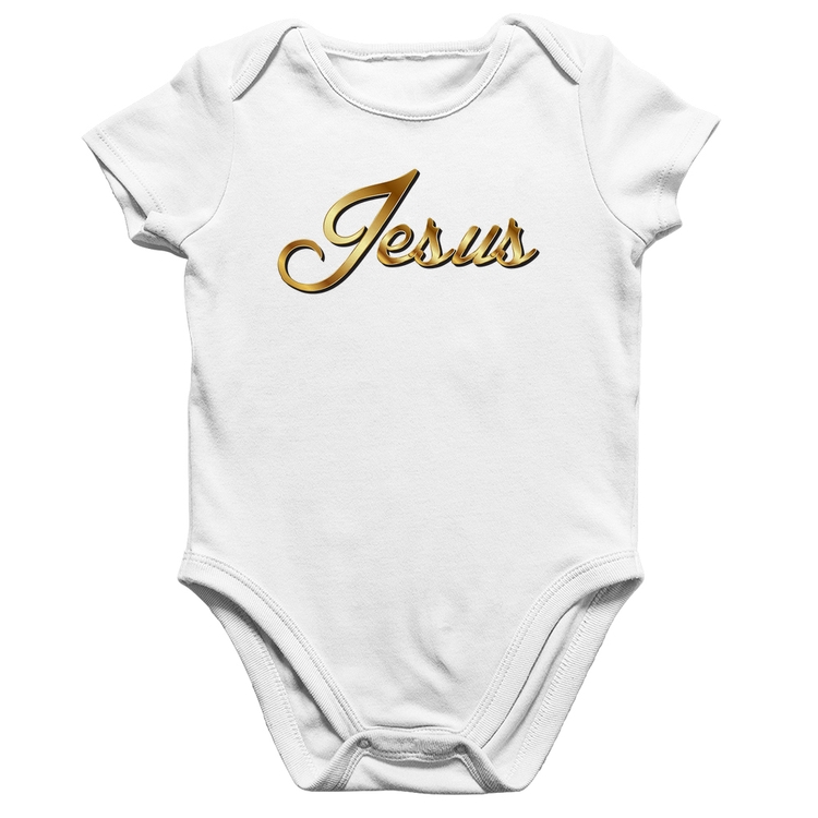 Body Bebê Algodão Jesus  - Branco