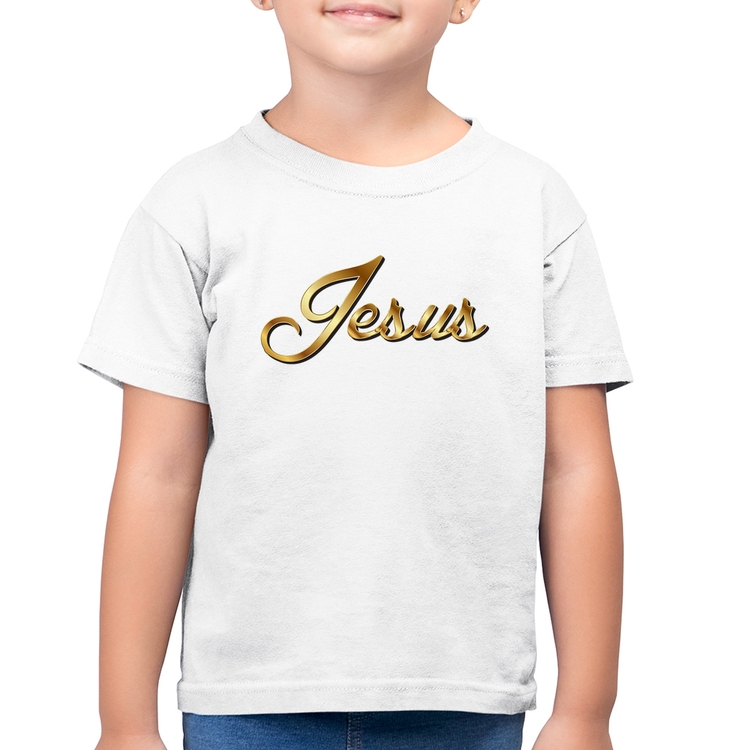Camiseta Algodão Infantil Jesus  - Branca