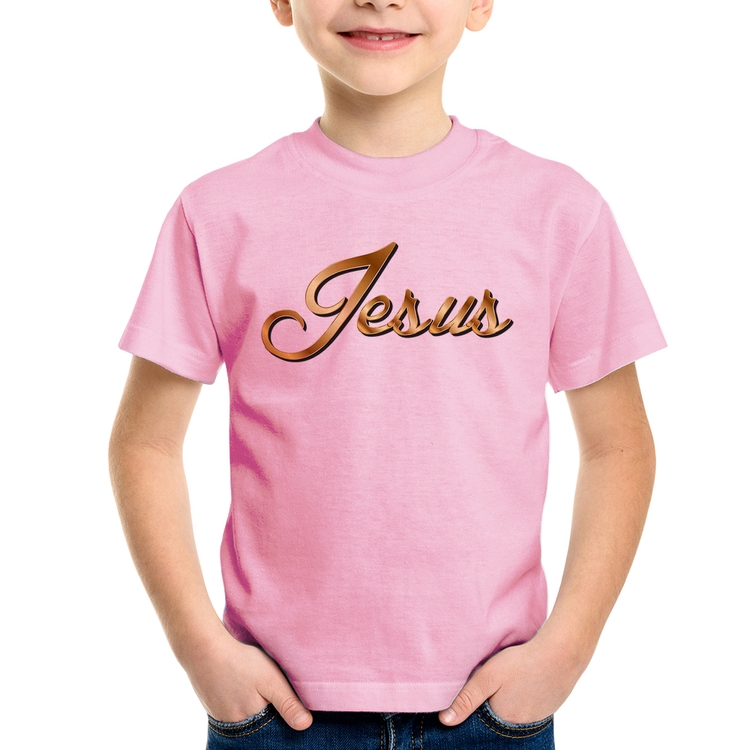 Camiseta Infantil Jesus  - Rosa Bebê