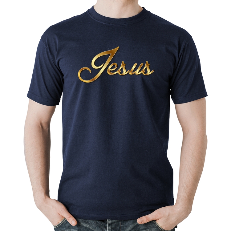 Camiseta Algodão Jesus  - Marinho