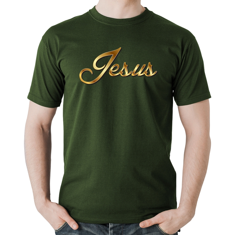 Camiseta Algodão Jesus  - Musgo