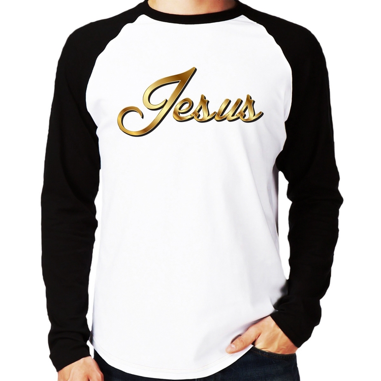Camiseta Raglan Jesus  Manga Longa