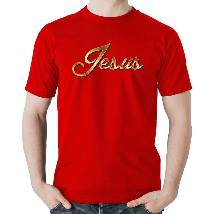 Camiseta Algodão Jesus  - Vermelha