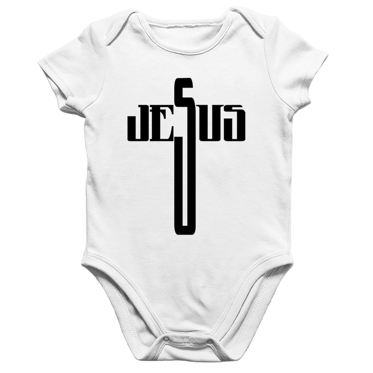Body Bebê Algodão Jesus Cruz - Branco