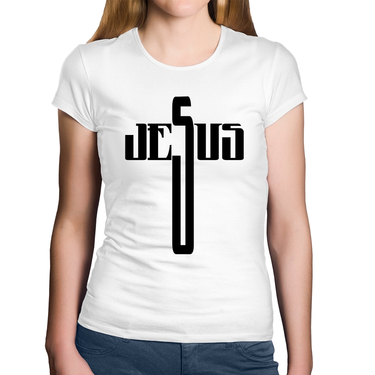 Baby Look Algodão Jesus Cruz - Branca