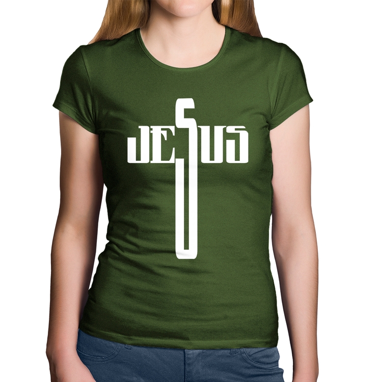 Baby Look Algodão Jesus Cruz - Musgo