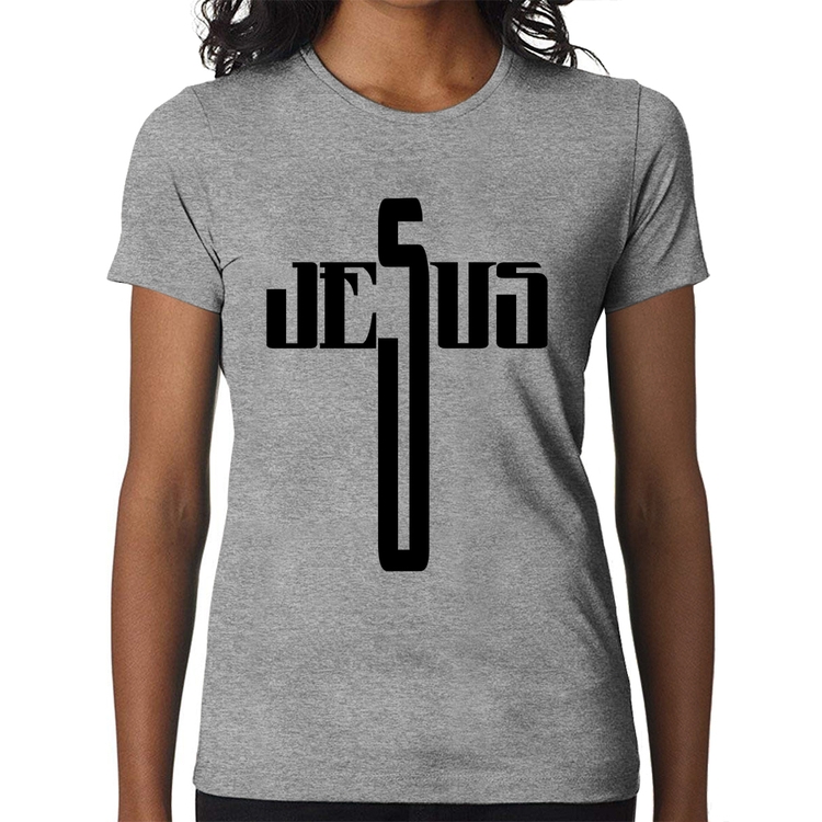 Baby Look Jesus Cruz - Cinza