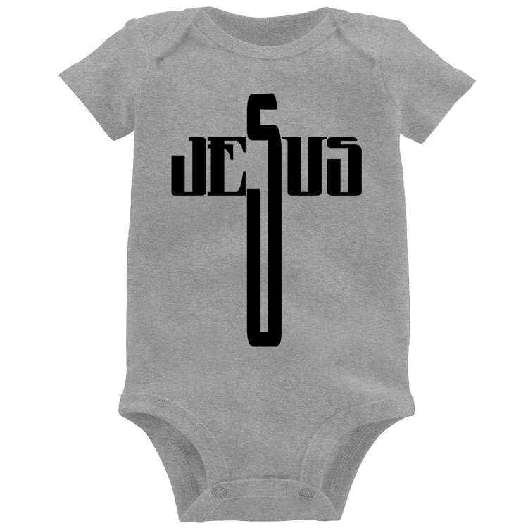 Body Bebê Jesus Cruz - Cinza