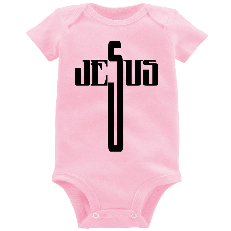 Body Bebê Jesus Cruz - Rosa Bebê