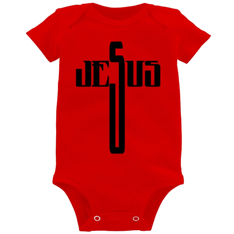 Body Bebê Jesus Cruz - Vermelho