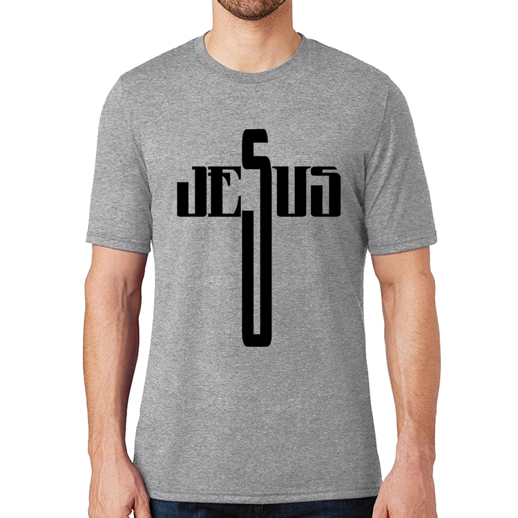 Camiseta Jesus Cruz - Cinza