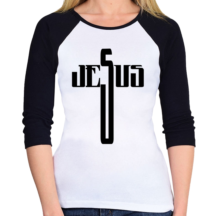 Baby Look Raglan Jesus Cruz Manga 3/4