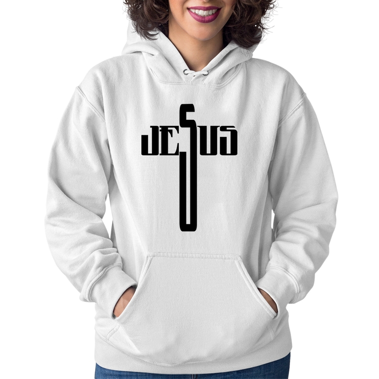 Moletom Feminino Jesus Cruz - Branco