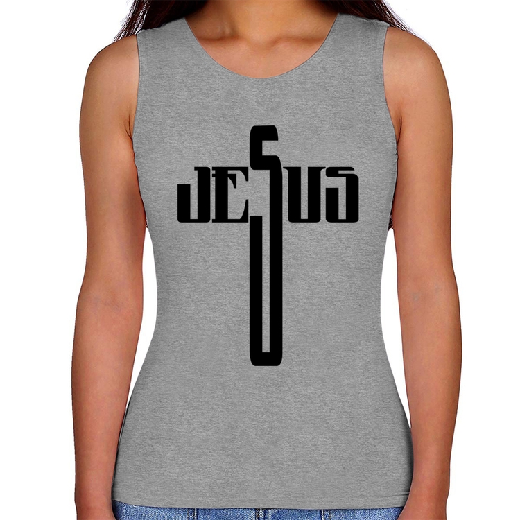 Regata Feminina Jesus Cruz - Cinza