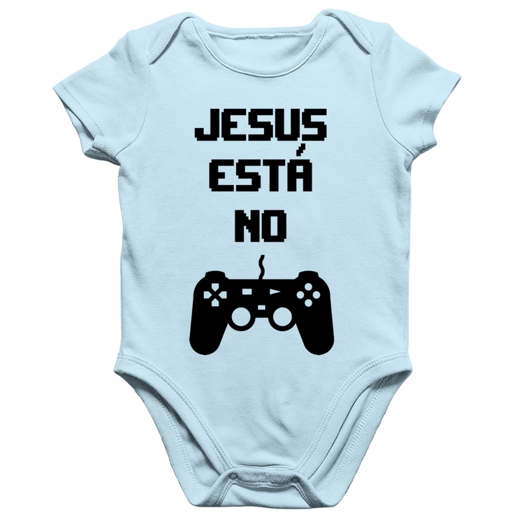 Body Bebê Algodão Jesus está no controle - Azul Bebê