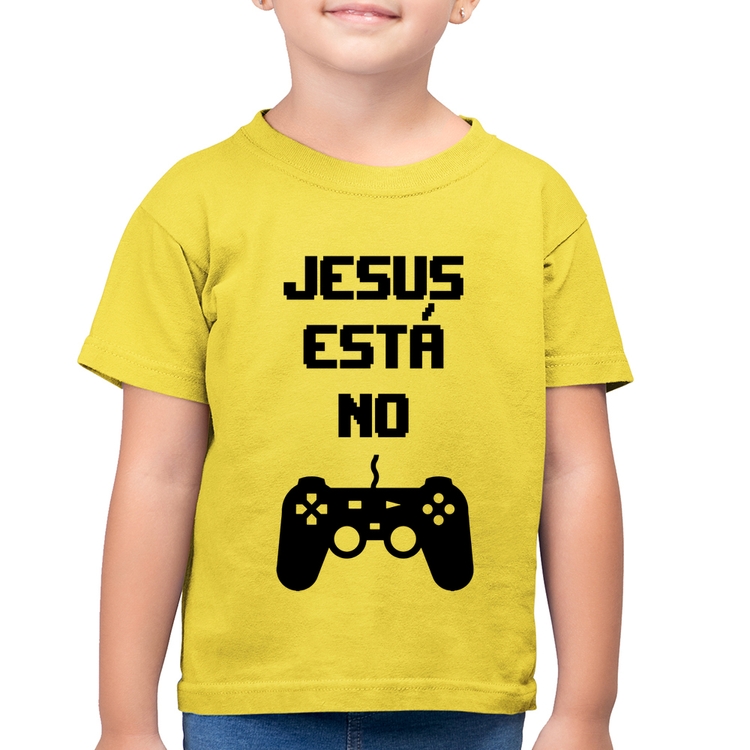 Camiseta Algodão Infantil Jesus está no controle - Amarelo Canário