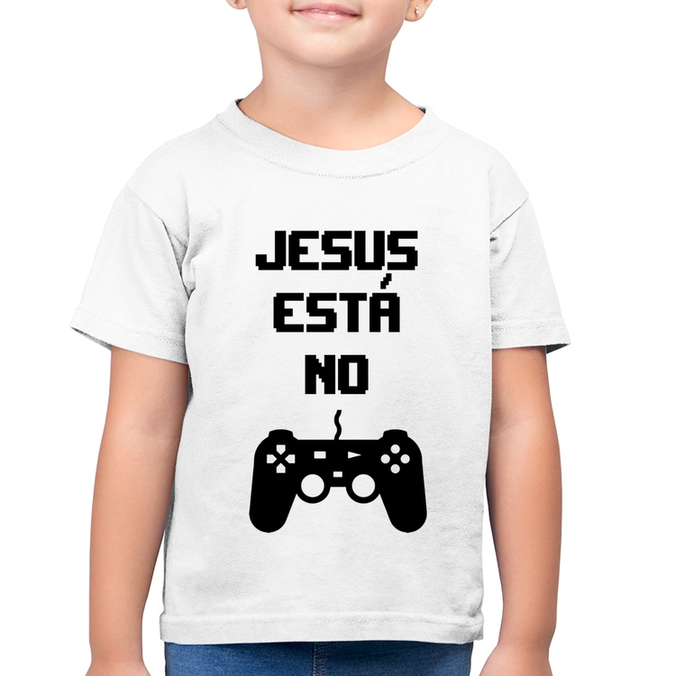 Camiseta Algodão Infantil Jesus está no controle - Branca