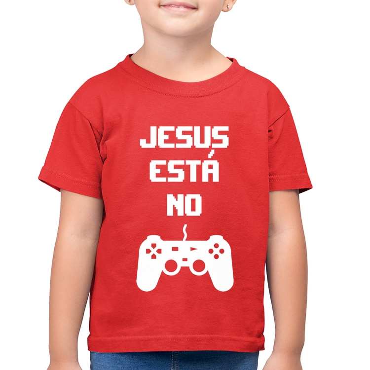 Camiseta Algodão Infantil Jesus está no controle - Vermelha