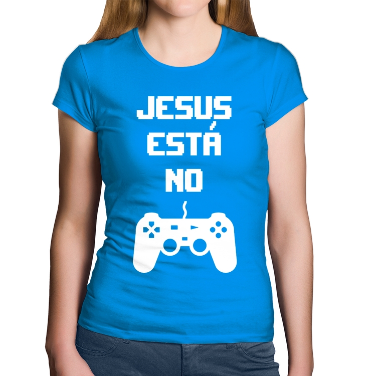 Baby Look Algodão Jesus está no controle - Azul