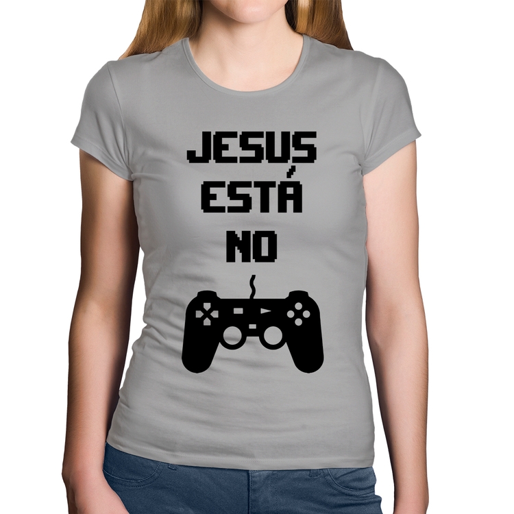 Baby Look Algodão Jesus está no controle - Cinza