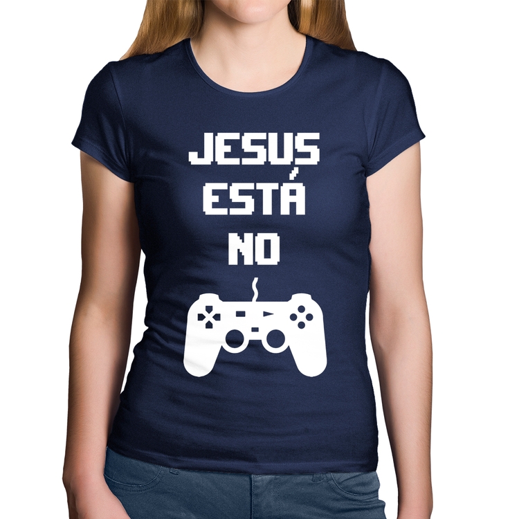 Baby Look Algodão Jesus está no controle - Marinho