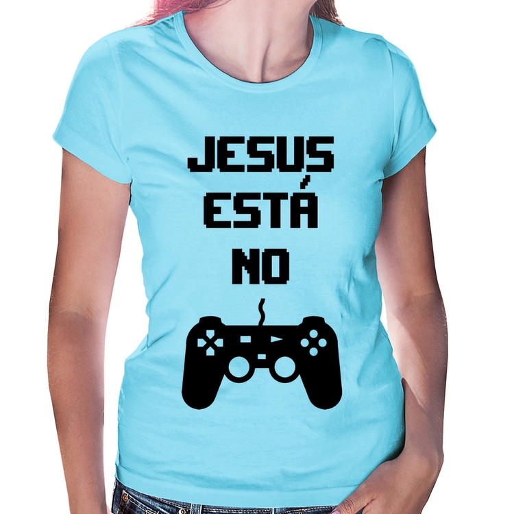 Baby Look Jesus está no controle - Azul Bebê