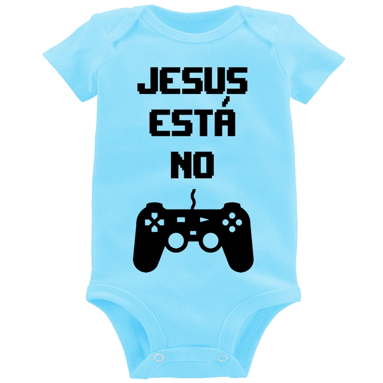 Body Bebê Jesus está no controle - Azul Bebê