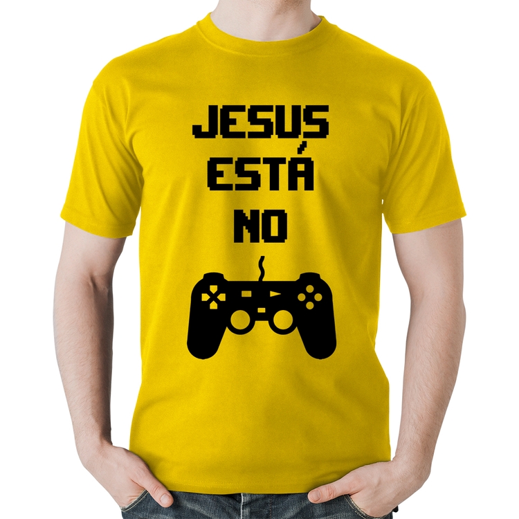 Camiseta Algodão Jesus está no controle - Amarela