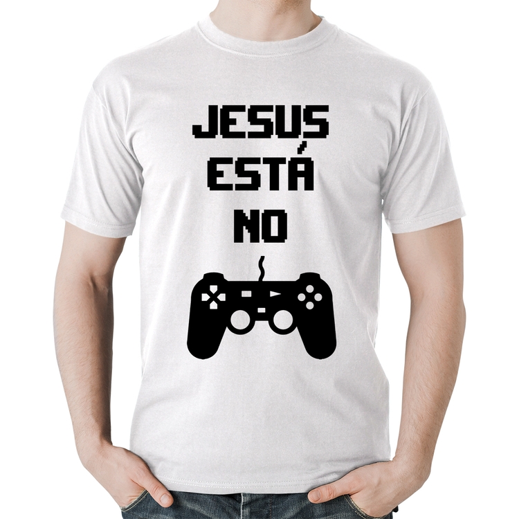 Camiseta Algodão Jesus está no controle - Branca