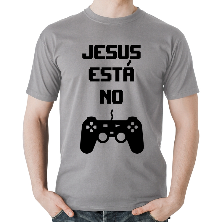 Camiseta Algodão Jesus está no controle - Cinza