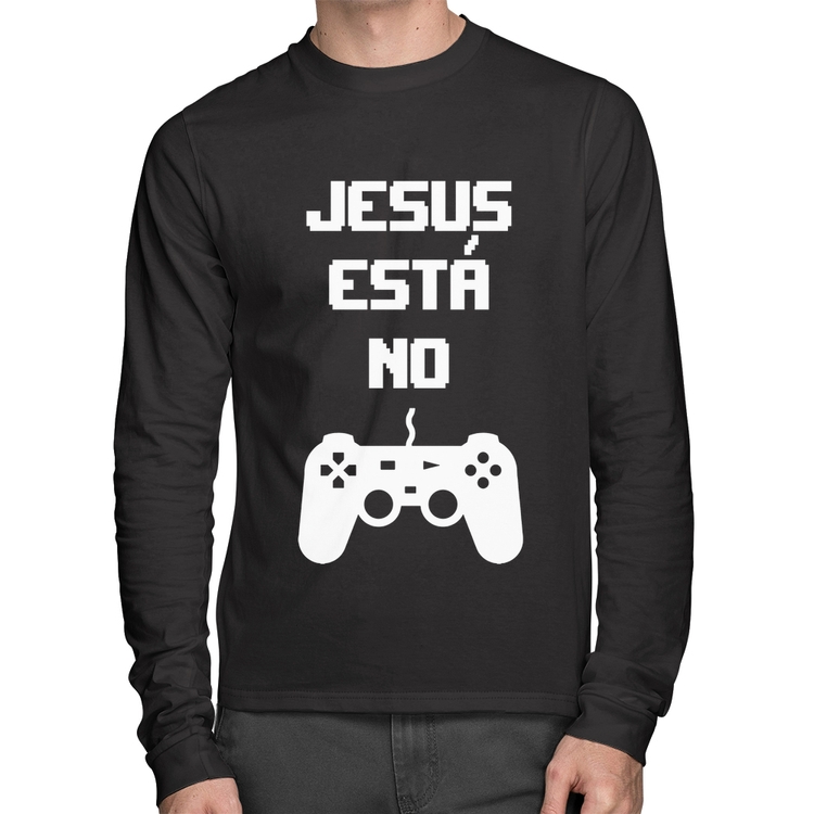 Camiseta Algodão Jesus está no controle Manga Longa