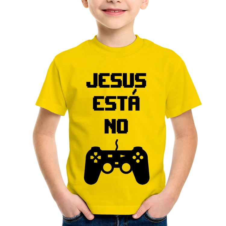 Camiseta Infantil Jesus está no controle - Amarela