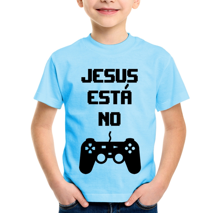 Camiseta Infantil Jesus está no controle - Azul Bebê