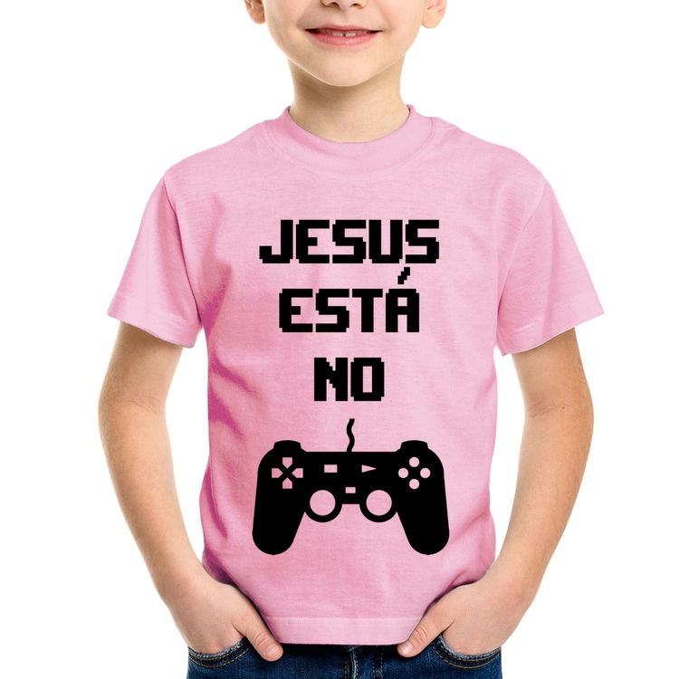 Camiseta Infantil Jesus está no controle - Rosa Bebê