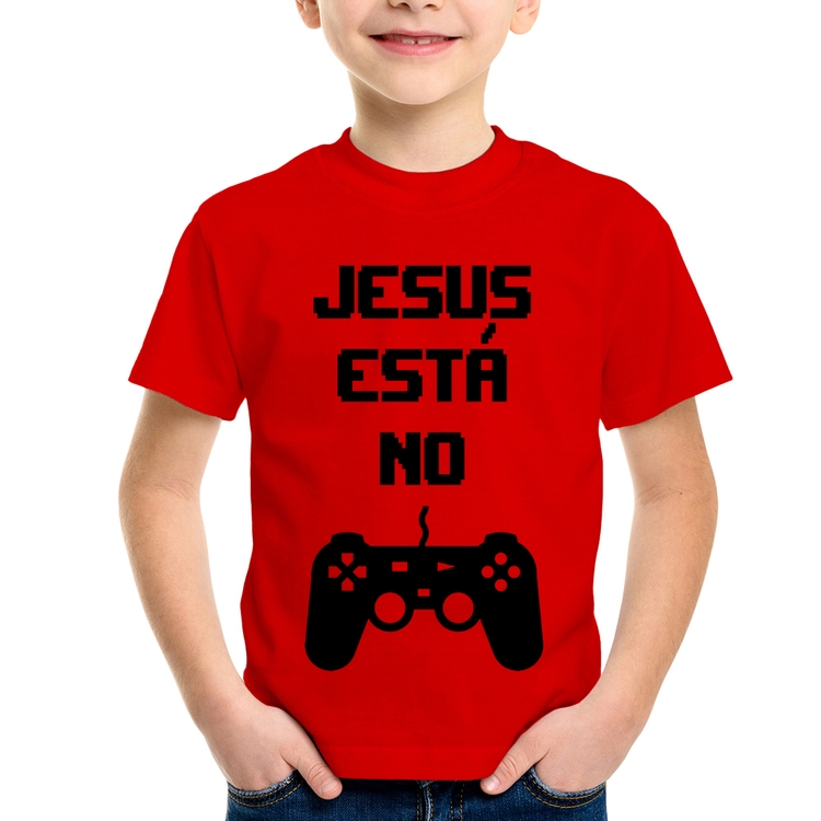 Camiseta Infantil Jesus está no controle - Vermelha