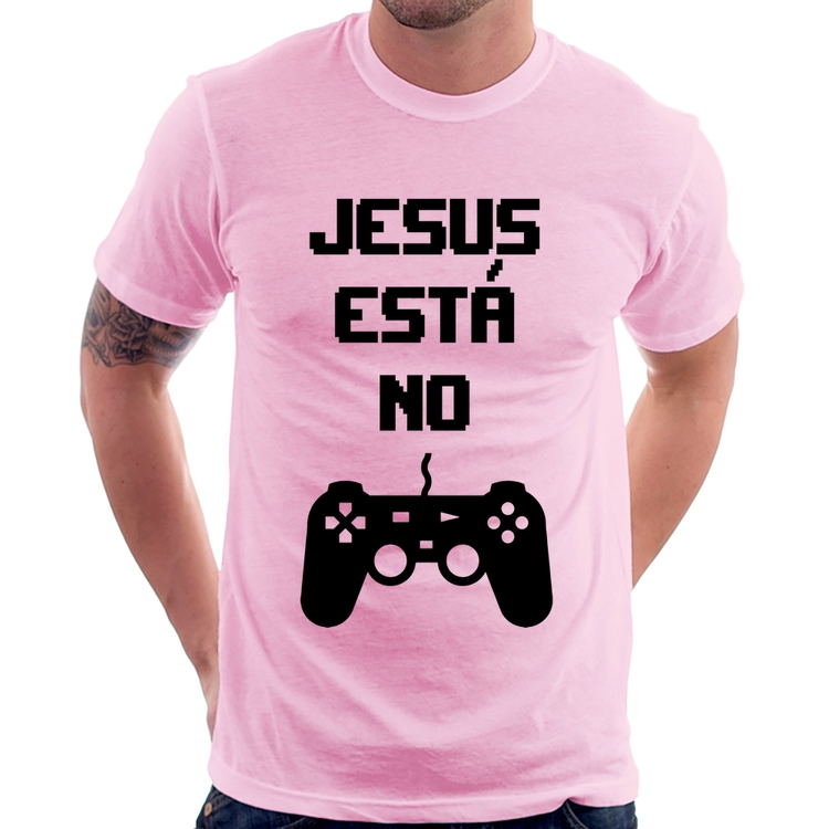 Camiseta Jesus está no controle - Rosa Bebê